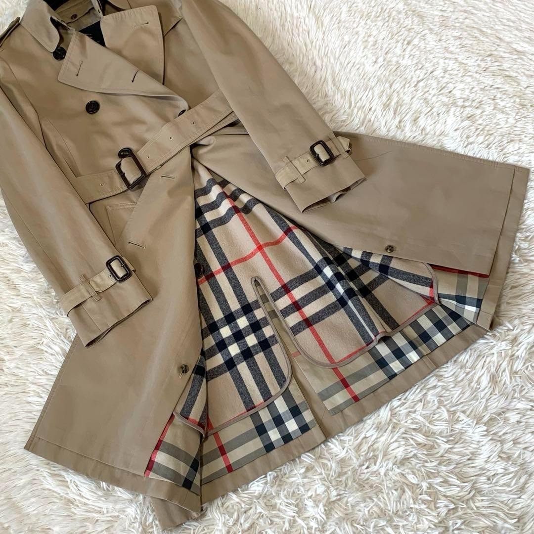 Burberry London Trench Coat Honey Beige With Mega Check Pattern Size 36 Women thumbnail 17