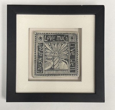 Marsha McCarthy  Laugh Often Love Much Live Well Tile Plaque  8x8'' framed