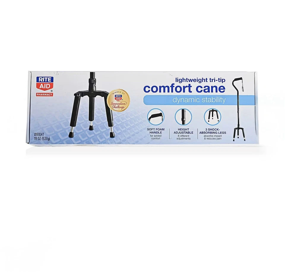 Bastón ajustable cuádruple RMS con base de 4 puntas para mayor estabilidad - negro Foto 3 de 4