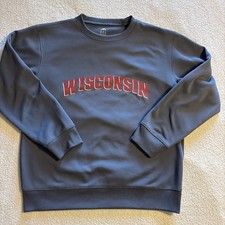 Wisconsin Badgers Sweatshirt Mens M Adidas Gray Pullover Climawarm 2014