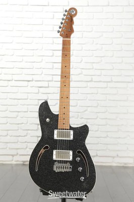 Reverend Kingbolt Air HH Electric Guitar - Black Sparkle with Maple Fingerboard
