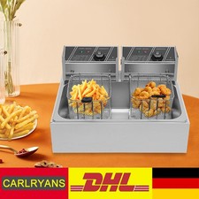 Friteuse Fritteuse Fritöse Edelstahl Gastro Profi 2x6L Elektro Fettbackgerät DE