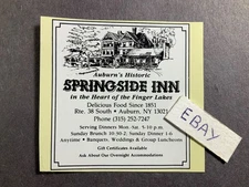 1992 Ad. Springside Inn. Auburn, NY. In the Heart of the Finger Lakes.