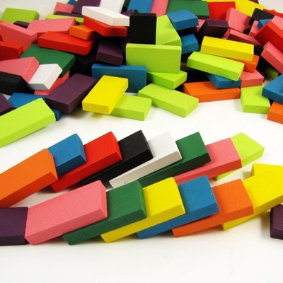 Conjunto Bloques Domino Basswood 12 Colores Juegos de Baldosas Para Niños Ninos
