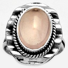 Natural Rose Quartz - Madagascar 925 Sterling Silver Ring s.7 Jewelry R-1212