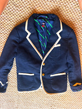 Rowing Blazers Boys S 6/7 Blue Wool Blazer Jacket Lined White Trim