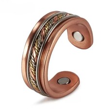 Solid Pure Copper Magnetic Ring Men Women Arthritis Adjustable Ring-Tri Tone A 