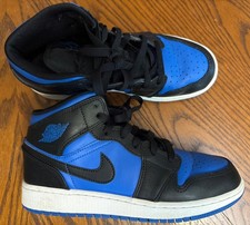 Jordan Retro 1 Mid Black Blue Sneakers Size 5 Youth