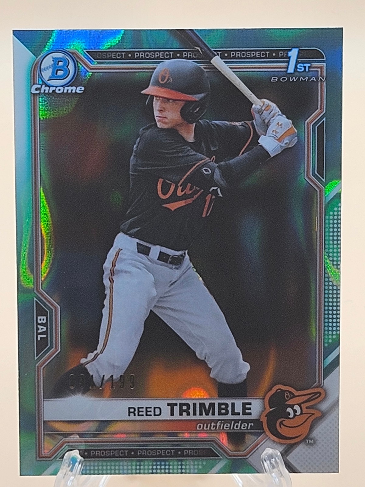 2021 Bowman Draft Reed Trimble Chrome Aqua Lava Refractor /199 #BDC-144 Orioles⚾