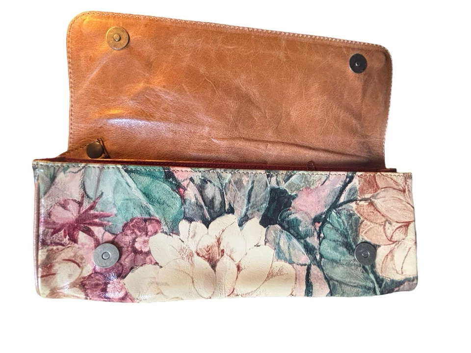NWT NOS Maurizio Taiuti Genuine Leather Floral Wristlet Clutch Made in Italy - Image 3 of 4