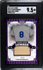 2022 Leaf Lumber John Roseboro SGC 9.5 Mint+ Game Used Lumber Relic Purple /12