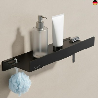 FJORD Flow Premium Duschablage ohne Bohren [Matt Schwarz] ? Design Duschregal