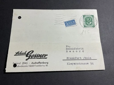 Firmen  Korrespondenz Werbung Aschaffenburg Schuh Gessner 1953 - Bild 1 von 2