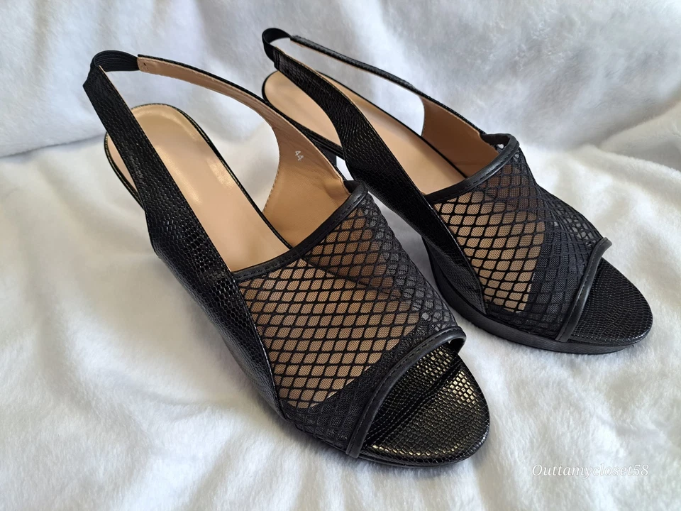 Tacones de malla negra. Talla 44. Elegante, punta abierta. Transmisión de CD Sissy Fem Foto 2 de 4