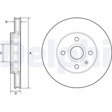 Image of BRAKE DISC DELPHI BG4647C FRONT AXLE FOR SEAT,SKODA,VW