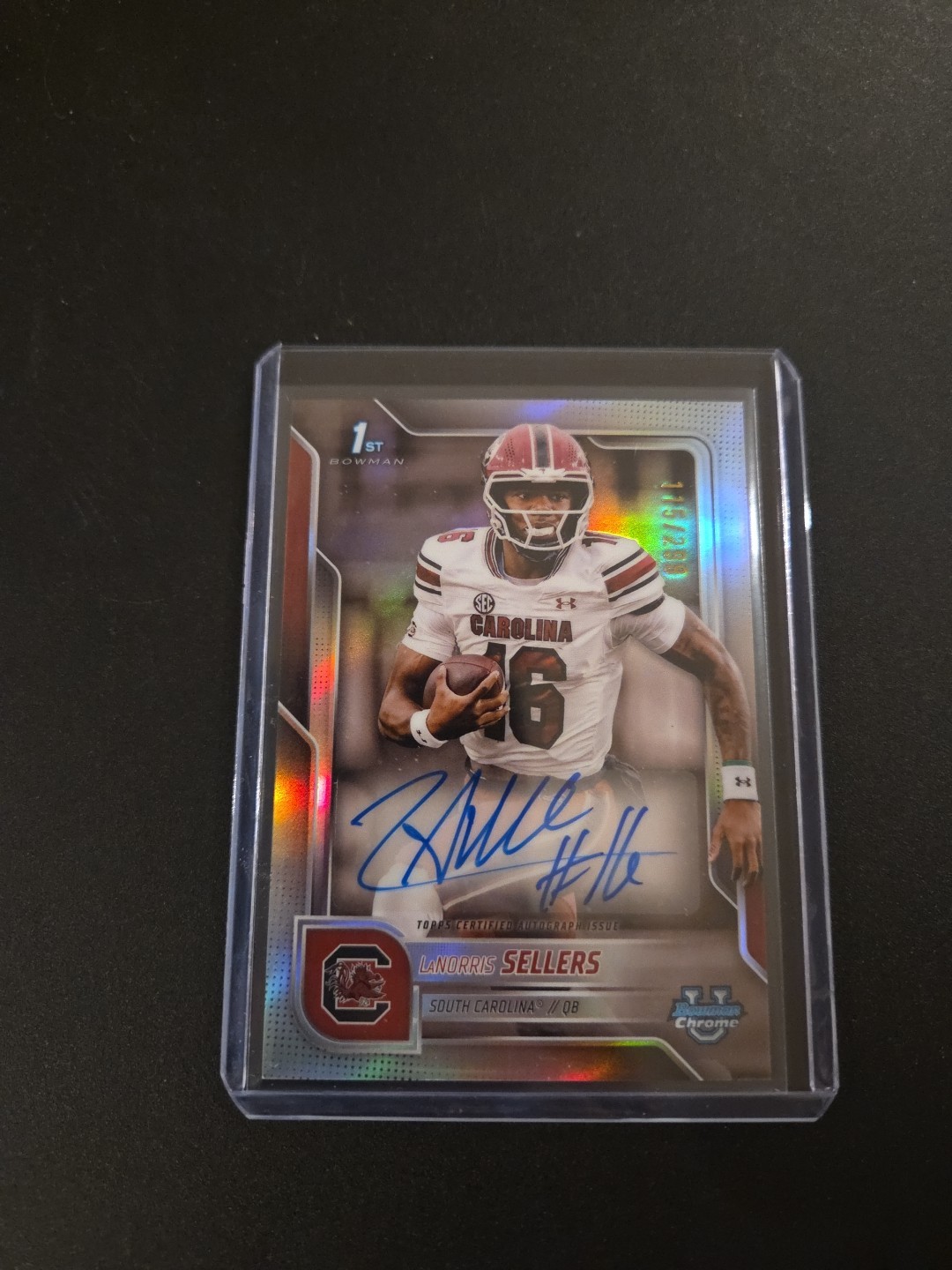 2025 Bowman Chrome U Football LaNorris Sellers 1st Refractor Auto #d 115/299