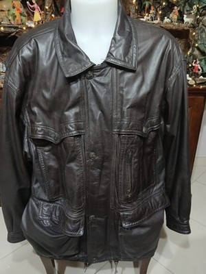 Jacke Mantel conte massimo aus Leder Herren Farbe Brown Größe 56 Cod. CC0288