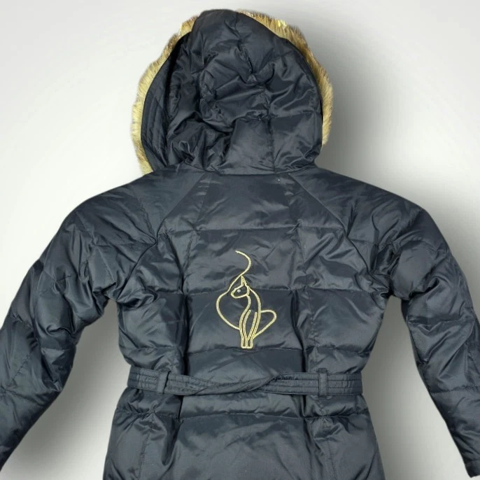 Vintage Y2K Baby Phat Girls L Down Puffer Jacket Coat Belted Faux Fur Hood Logo - Image 4 of 4