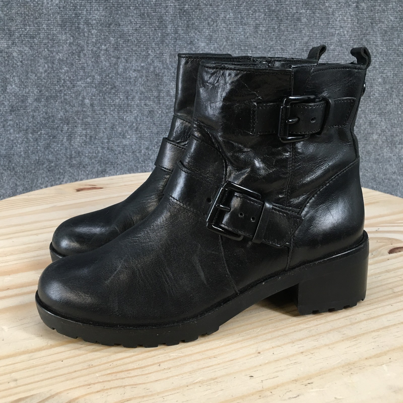 Michael Kors Gretchen Ankle Boots Womens 5.5 M Side Zip Heels Leather Black thumbnail 3