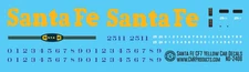N Scale - Santa Fe CF7 Yellow Cab Scheme Decals