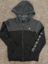 Hurley Zip Up Hoodie Youth Sz 7 Grey Sweatshirt Grey Black