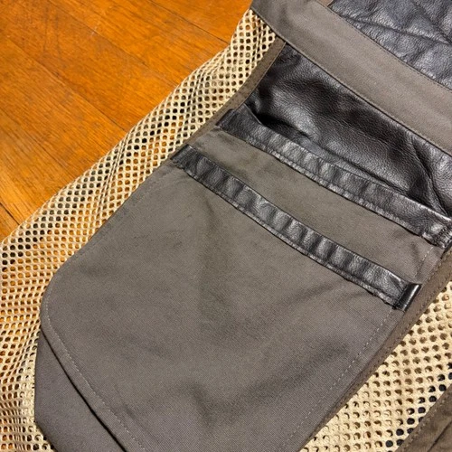 Beretta Shooting Vest Mens Brown Mesh Leather Full Zip Pockets Game Pouch Size M image 3