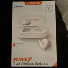 HyperGear Active True Wireless Earbuds Bluetooth White Quick-Pair Charging Case