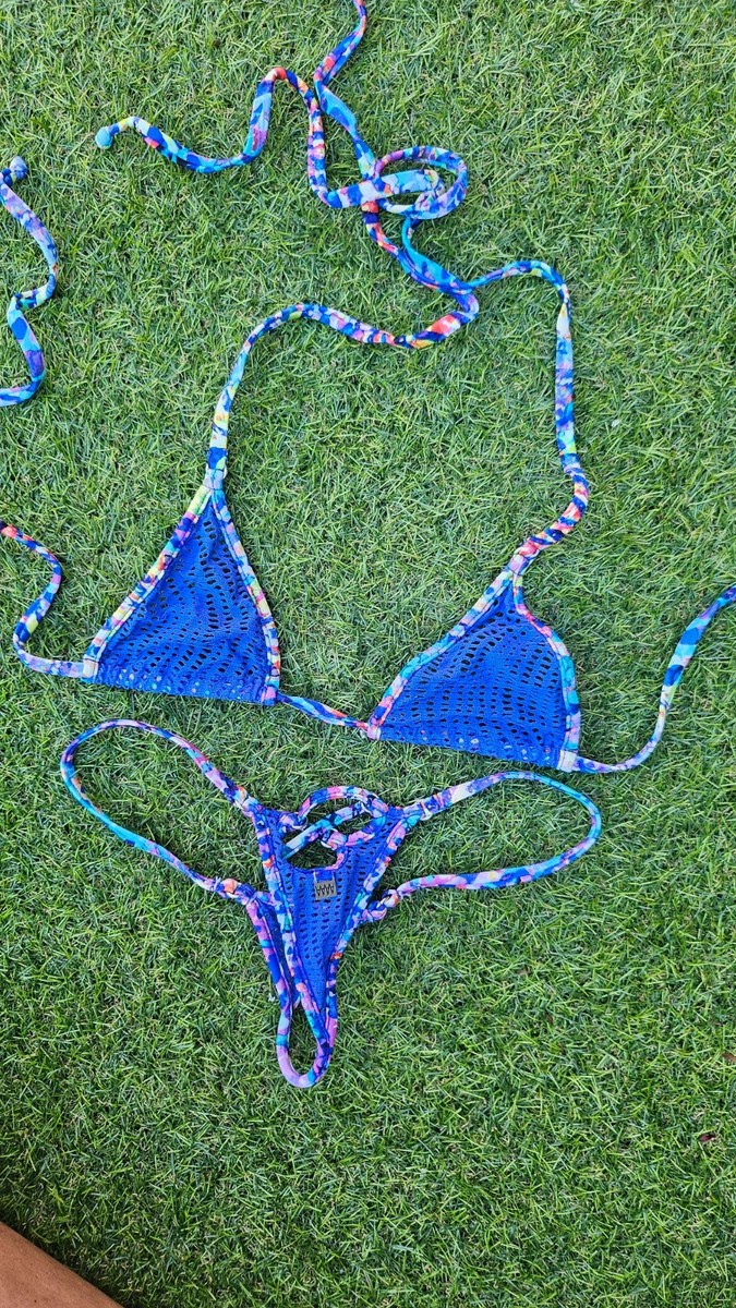 Wicked Weasel Sheer Vibrant Blue Mega Mesh Micro Bikini Set - Size