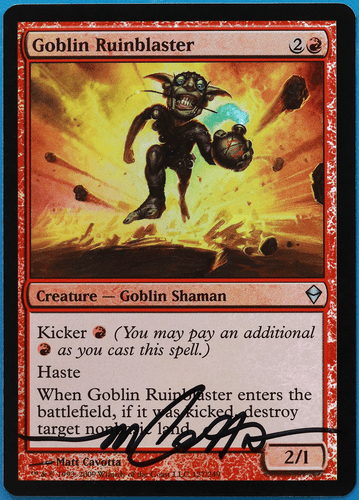 Goblin Ruinblaster FOIL Zendikar NM Red Uncommon SIGNED CARD (505114) ABUGames - Picture 1 of 2