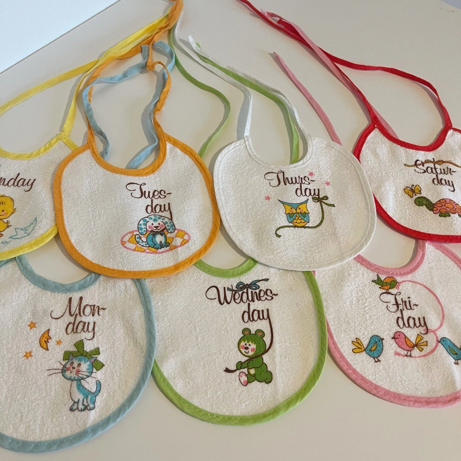 Baby Vintage Set of 7 Days of the Week Baby Bibs