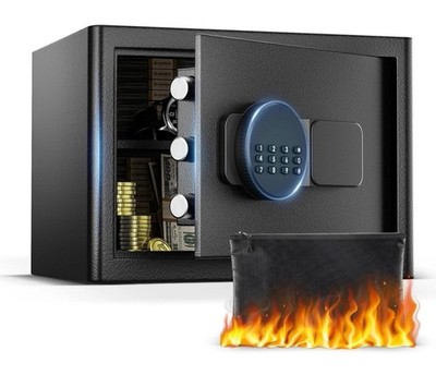 Safe Sicherheitsschloss Kasten Schlüssel/Code Home Office Schlosskasten feuerfest Tasche 35L schwarz 