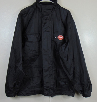 Men's Harley Davidson Black Rain Jacket Coat Size large Hooded PVC Riding Gear
