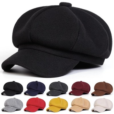 Octagonal Newsboy Cap Vintage 8 Panels Paperboy Visor Gatsby Cabbie Hat Beret