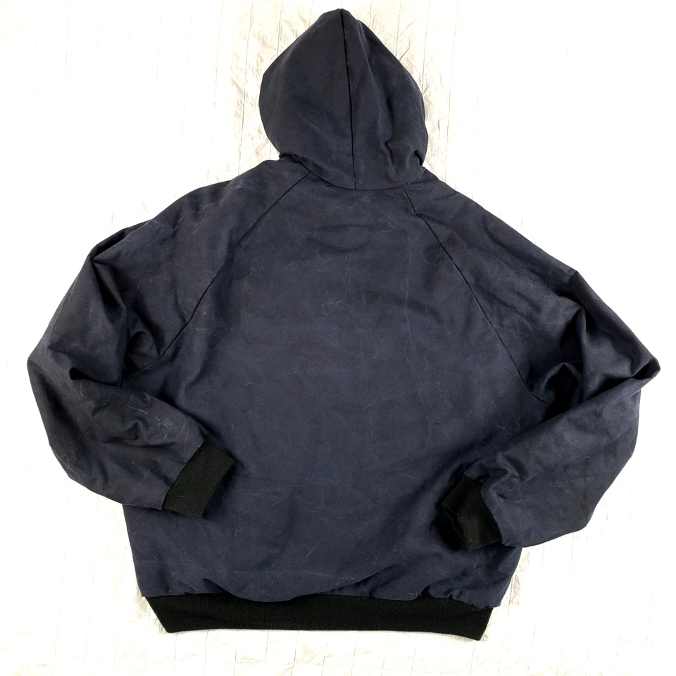 Chaqueta de Colección King Louie Para Hombres XL Trabajador Azul Lona Cremallera Con Capucha Hecha en Unión EE. UU. Foto 2 de 4