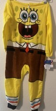 Kids XS 4/5 SpongeBob Square Pants 1 Piece Zip Up Pajamas Hooded