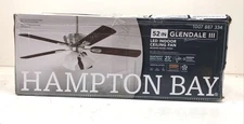 Hampton Bay Glendale III 52 in. Indoor Brushed Nickel Ceiling Fan with Light New