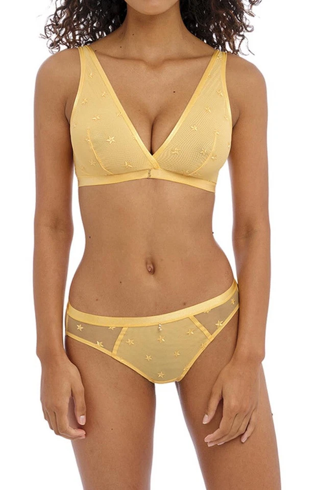 Freya Snapshot Star Honeycomb Yellow Bralette Bra and Thong Set UK S 10 — 第 2/4 张图片