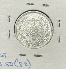 1905 A German 1/2 Mark Silver Coin High Grade