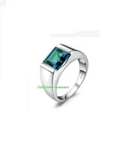 Natural London Blue topaz Gemstone with 925 Sterling Silver Ring For Men's #3349