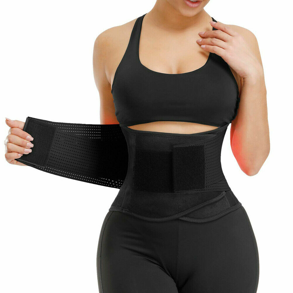 Women Waist Trainer Cincher Trimmer Sweat Belt Shapewear Gym Body Shaper UK  | eBay