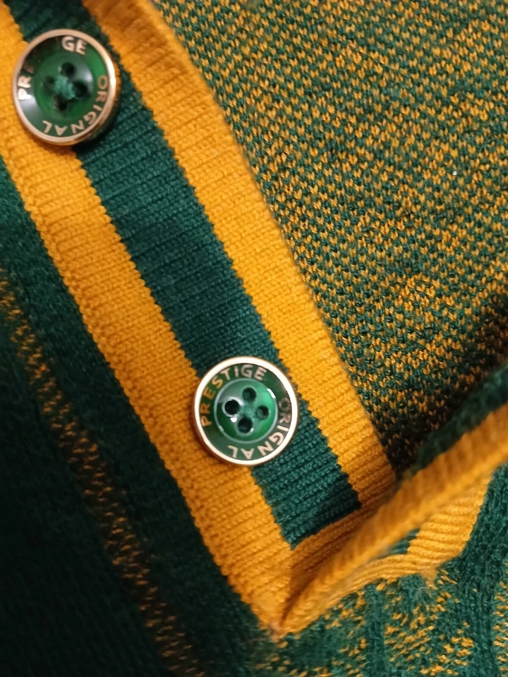 Vintage Prestige Original Acrílico Mezcla Lana XL Para Hombre Irlandés Verde/Dorado Largo... Foto 4 de 4