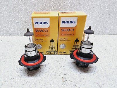 NEW X2 PHILLIPS LIGHT BULBS 9008 C1 HEADLIGHT FOG LAMP 9008 (H13) 12.8 V 65/55W