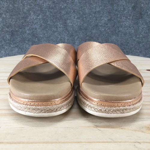 Vince Camuto Sandals Womens 8.5 Rickert Cross Strap Casual Espadrille Slide Gold - Picture 8 of 17