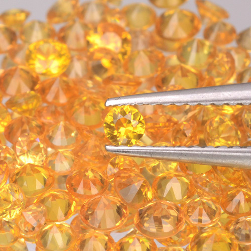 2.4mm Lot 6,10,50pcs Top Round Diamond Cut Calibrated Natural Yellow SAPPHIRE - Afbeelding 1 van 7