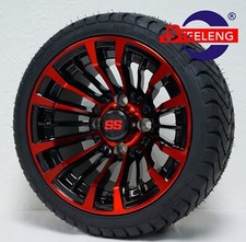 Golf Cart 12 Redblack Matador Wheels And 21535-12 Dot Low Profile Tires 4 Golf Cart 12 Redblack Matador Wheels And 21535-12 Dot Low Profile Tires 4