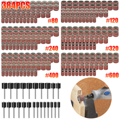 384Pcs Sanding Drum Nail Sander Drill Bit Kit For Dremel Accessories Rotary Tool
