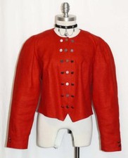 RED LINEN Women Austria Short Riding Dress Skirt Suit JACKET Coat / 44 10 M