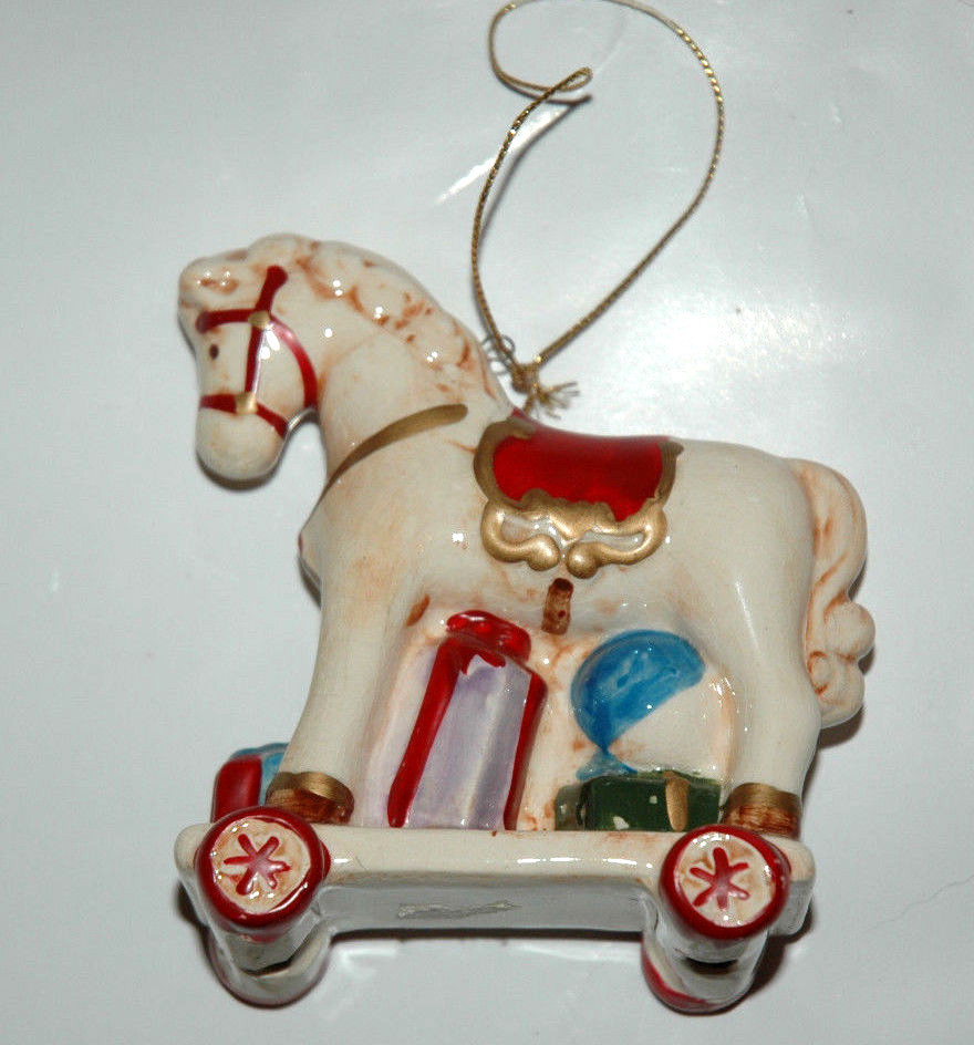 Vintage Hobby Horse Christmas Ornament Porcelain Toy Pony Gifts eBay