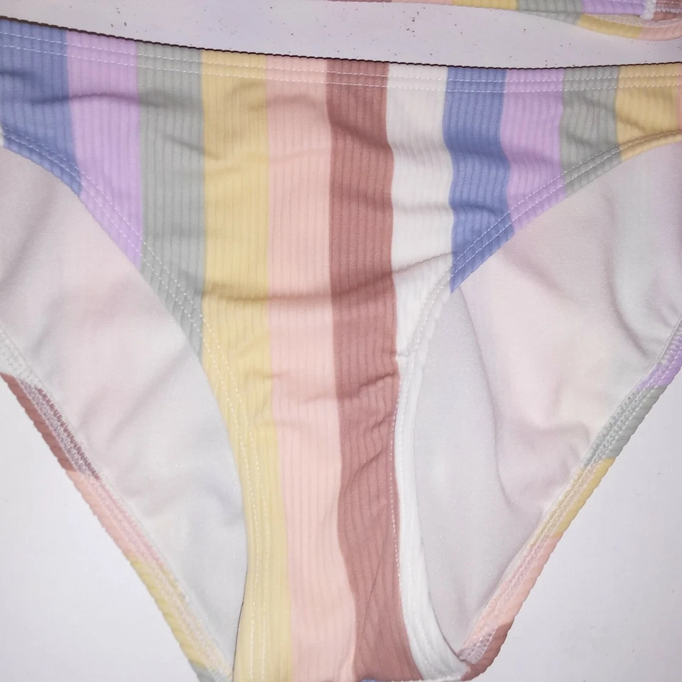 Xhilaration Swim Bikini XS Top Small Bottom Colorful Stripe Bandeau Lined - Image 4 of 4