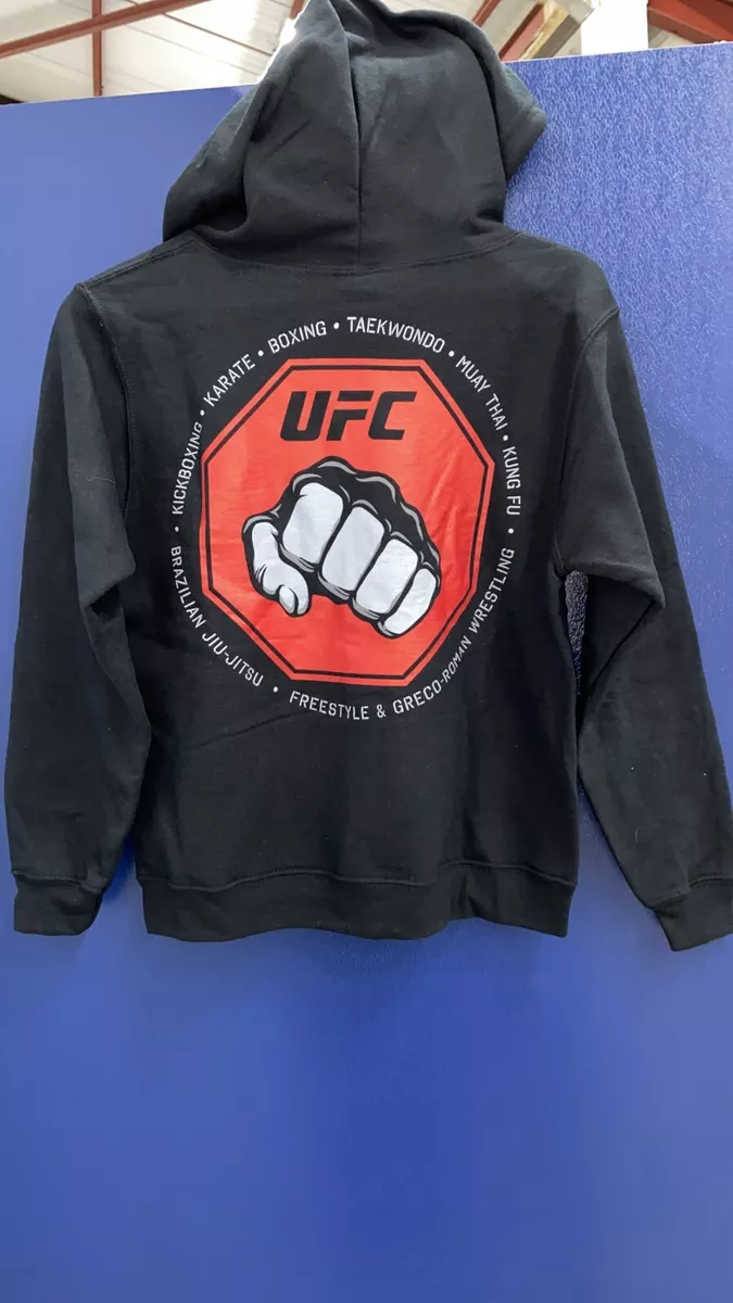 Youth MMA zip up hoodie black UFC boxing karate muai thai